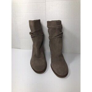 VINCE CAMUTO Brown Tan Taupe Suede Boots Heels Size 11m Zip